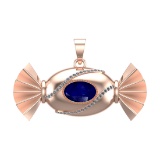 4.94 Ctw VS/SI1 Blue Sapphire and Diamond 14k white Gold Pandant (ALL DIAMO