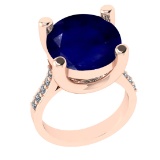 3.25 Ctw VS/SI1 Blue Sapphire And Diamond 14k Rose Gold Engagement Ring (AL