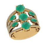 4.22 Ctw VS/SI1 Emerald and Diamond 14k Yellow Gold Engagement Ring (ALL DI