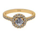 1.00 Ctw VS/SI1 Diamond 14k Yellow Gold Hiden Halo Engagement Ring (ALL DIA