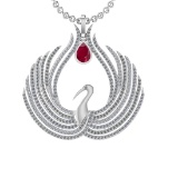 7.52 Ctw VS/SI1 Ruby and Diamond 14K White Gold Pendant (ALL DIAMOND ARE LA