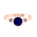 0.91 Ctw VS/SI1 Blue Sapphire and Diamond 14k Rose Gold Engagement Ring (AL