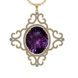 51.34 Ctw VS/SI1 Amethyst and Diamond 14K Yellow Gold Pendant (ALL DIAMOND