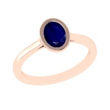 2.59 Ctw Blue Sapphire Set 14k Rose Gold Solitaire Ring (ALL DIAMOND ARE LA