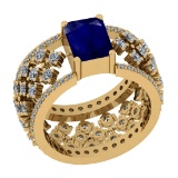 1.22 Ctw VS/SI1 Blue Sapphire And Diamond 14K Yellow Gold Engagement Halo R