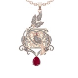 4.41 Ctw VS/SI1 Ruby and Diamond Prong Set 14K Rose Gold Pendant (ALL DIAMO