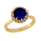 2.25 Ctw VS/SI1 Blue sapphire and Diamond Prong Set 14K Yellow Gold Engagem