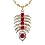 4.60 Ctw VS/SI1 Ruby and Diamond 14k Yellow Gold Pandant (ALL DIAMOND ARE L