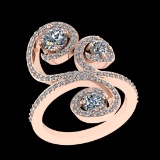 1.65 Ctw VS/SI1 Diamond Prong Set 10K Rose Gold Engagement Ring (ALL DIAMON