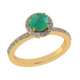 1.59 Ctw VS/SI1 Emerald and Diamond 14k Yellow Gold Engagement Ring
