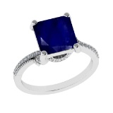 3.23 Ctw VS/SI1 Blue Sapphire and Diamond 14k white Gold Engagement Ring (A