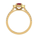 0.92 Ctw VS/SI1 Ruby and Diamond 14k Yellow Gold Engagement Ring (ALL DIAMO