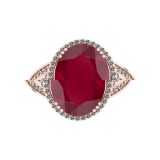 5.60 Ctw VS/SI1 Ruby And Diamond 14k Rose Gold Engagement Ring (ALL DIAMOND