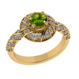 1.03 Ctw VS/SI1 Peridot and Diamond Set 10K Yellow Gold Engagement Ring (AL