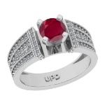 1.26 Ctw VS/SI1 Ruby and Diamond 14k white Gold Engagement Ring (ALL DIAMON