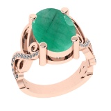 3.68 Ctw VS/SI1 Emerald and Diamond Prong Set 14K Rose Gold Engagement Ring