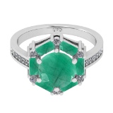 2.78 Ctw VS/SI1 Emerald and Diamond 14k white Gold Engagement Ring (ALL DIA