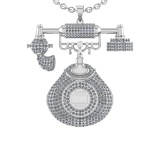 11.99 Ctw VS/SI1 Diamond 14K White Gold Hip Hop theme Pendant Necklace