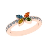 0.89 Ctw VS/SI1 Multi Sapphire and Diamond 14k Rose Gold Engagement Ring (A