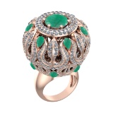 17.72 Ctw VS/SI1 Emerald and Diamond 14k Rose Gold Engagement Ring (ALL DIA