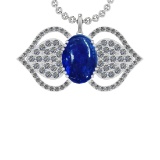 30.00 Ctw VS/SI1 Tanzanite and Diamond 14K White Gold Pendant
