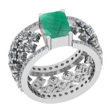 1.22 Ctw VS/SI1 Emerald And Diamond 14K White Gold Engagement Halo Ring