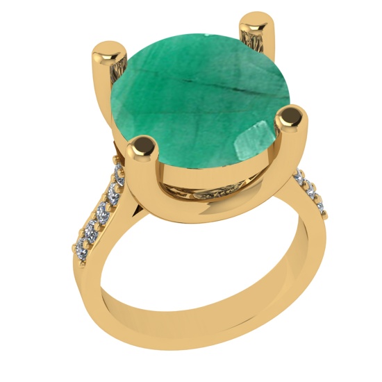 3.25 Ctw VS/SI1 Emerald And Diamond 14k Yellow Gold Engagement Ring (ALL DI