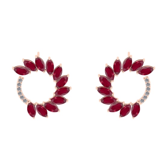 3.18 Ctw VS/SI1 Ruby And Diamond 14K Rose Gold Earrings (ALL DIAMOND ARE LA