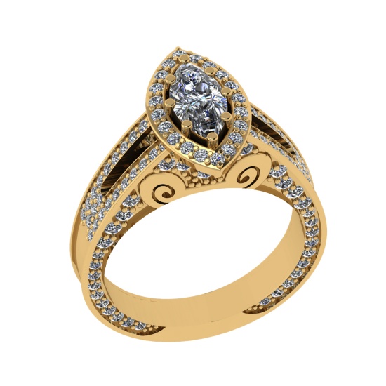 1.83 Ctw VS/SI1 Diamond 14K Yellow Gold Engagement Ring (ALL DIAMOND ARE LA