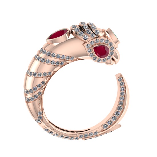 1.82 Ctw VS/SI1 Ruby and Diamond 14K Rose Gold Engagement Ring ALL DIAMOND