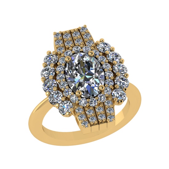 3.83 Ctw SI1/SI2 Diamond 14k Yellow Gold Engagement Ring (ALL DIAMOND ARE L