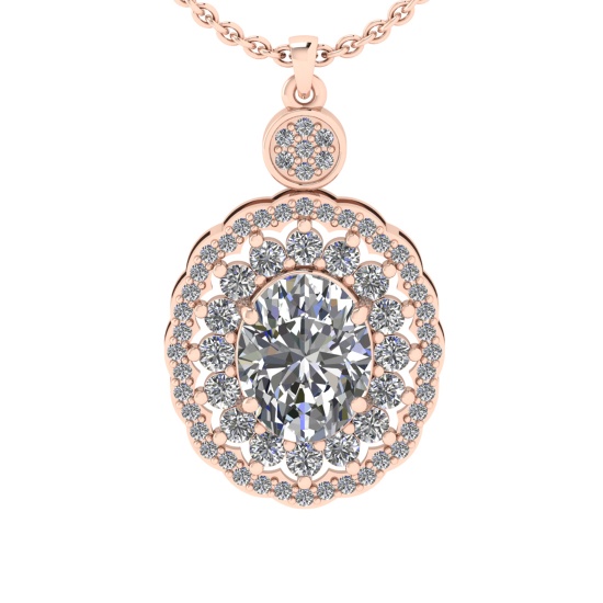 2.69 Ctw VS/SI1 Diamond 10K Rose Gold Pendant (ALL DIAMOND ARE LAB GROWN) (