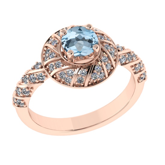 1.03 Ctw VS/SI1 Blue Topaz and Diamond Set 10K Rose Gold Engagement Ring (A