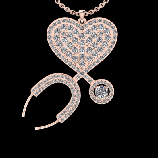2.40 Ctw VS/SI1 Diamond 10K Rose Gold Veterinary Doctor theme Pendant (ALL