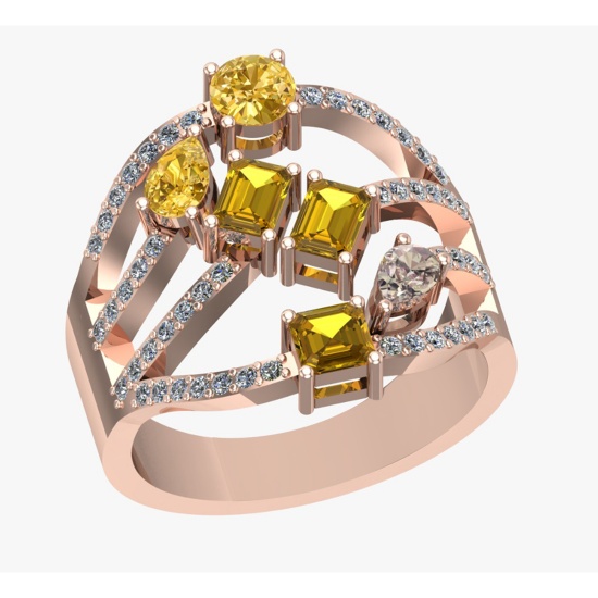 2.21 Ctw VS/SI1 Fancy Natural Yellow Brown and white Diamond 14K Rose Gold