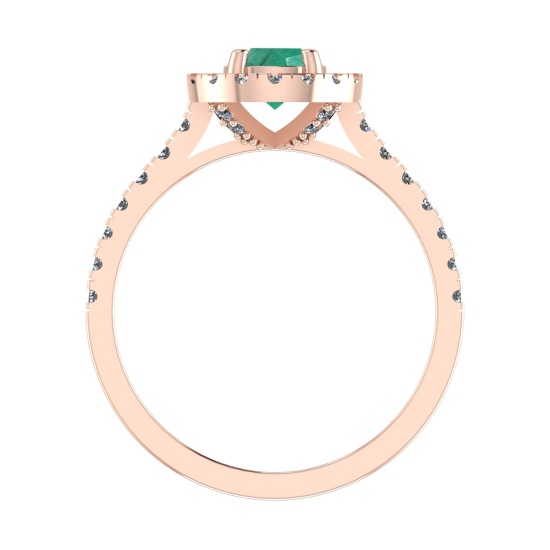 0.92 Ctw VS/SI1 Emerald and Diamond 14k Rose Gold Engagement Ring (ALL DIAM