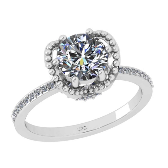 1.29 Ctw VS/SI1 Diamond 10K White Gold Engagement Hiden Halo Ring