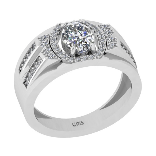 1.07 Ctw VS/SI1 Diamond 10K White Gold Engagement Ring (ALL DIAMOND ARE LAB