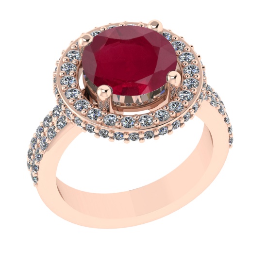 1.07 Ctw VS/SI1 Ruby and Diamond 14k Rose Gold Engagement Ring (ALL DIAMOND