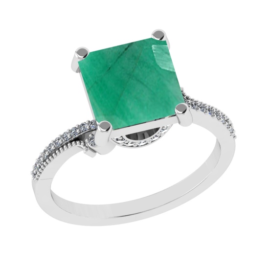 3.23 Ctw VS/SI1 Emerald and Diamond 14k white Gold Engagement Ring (ALL DIA
