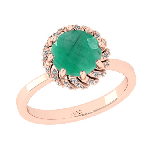 2.25 Ctw VS/SI1 Emerlad and Diamond Prong Set 14K Rose Gold Engagement Ring