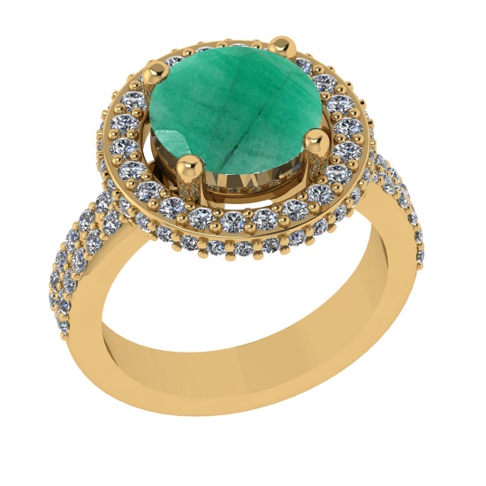 1.07 Ctw VS/SI1 Emerald and Diamond 14k Yellow Gold Engagement Ring (ALL DI