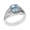 1.43 Ctw VS/SI1 Blue Topaz and Diamond Set 10K white Gold Engagement Ring (
