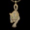 3.80 Ctw VS/SI1 Diamond Prong Set 18K Yellow Gold Animal theme Lion Necklac