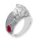 1.57 Ctw VS/SI1 Ruby and Diamond 14K White Gold Engagement Ring (ALL DIAMON