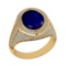 4.70 Ctw VS/SI1 Blue Sapphire and Diamond Prong Set 14K Yellow Gold Engagem