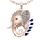 1.99 Ctw VS/SI1 Blue Sapphire and Diamond 14k Rose Gold Animal theme Elepha