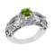 1.45 Ctw VS/SI1 Peridot and Diamond Set 10K white Gold Engagement Ring (ALL
