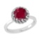2.25 Ctw VS/SI1 Ruby and Diamond Prong Set 14K White Gold Engagement Ring
