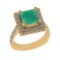 3.21 Ctw VS/SI1 Emerald And Diamond 14k Yellow Gold Engagement Ring (ALL DI